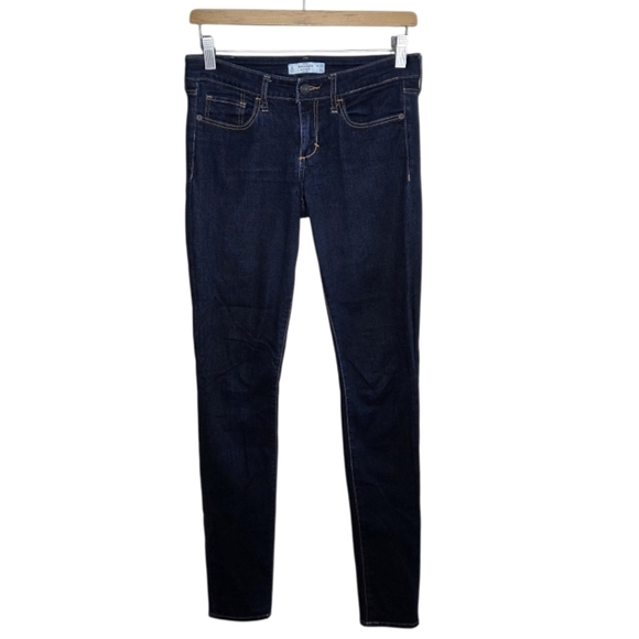 Abercrombie & Fitch | Long Length Dark Wash Skinny Low Rise Jeans Size 2L or 26 - Picture 1 of 4